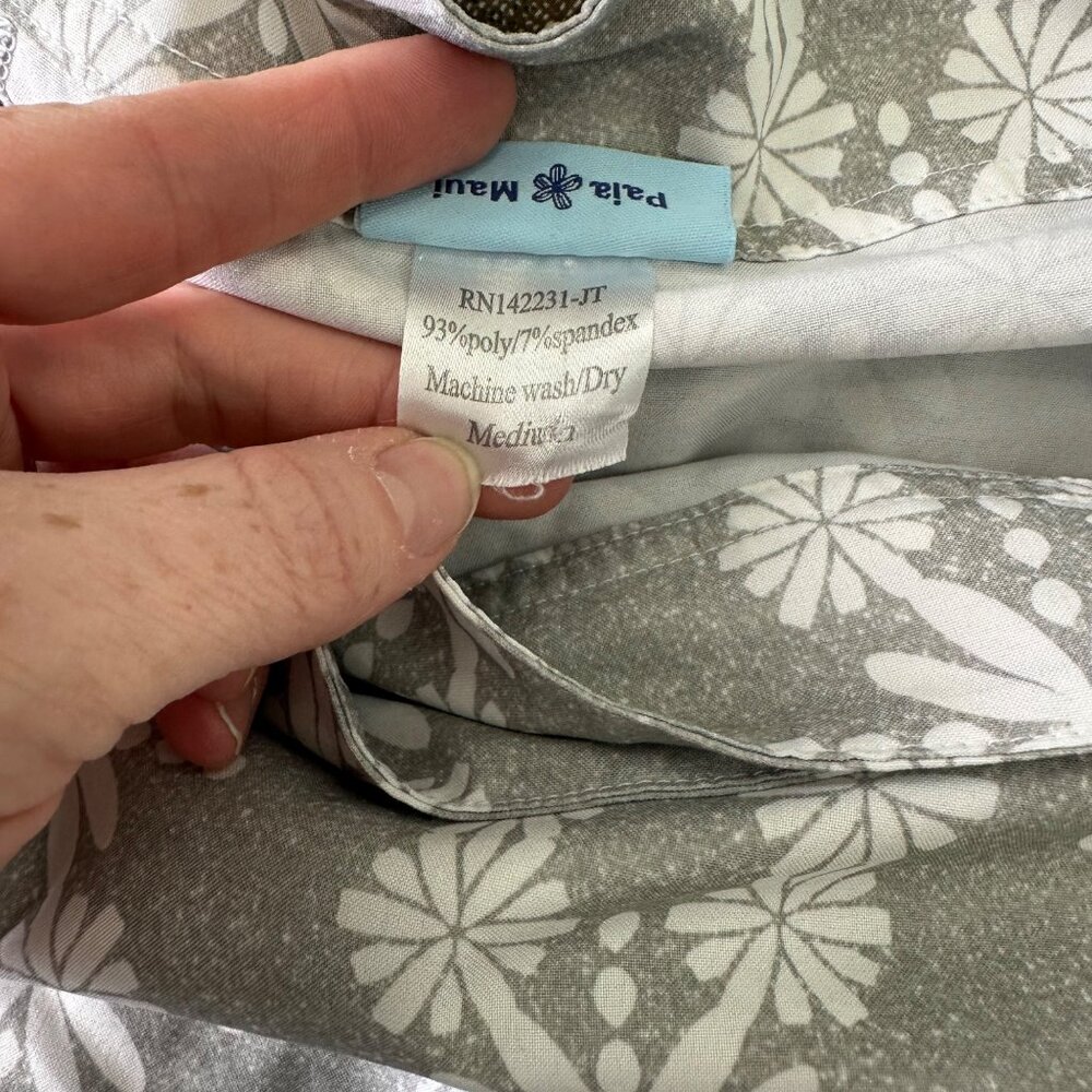 RipSkirt Hawaii Grey White Floral Wrap Stretch Quick Dry Skirt Womens sz Medium - Picture 3 of 8